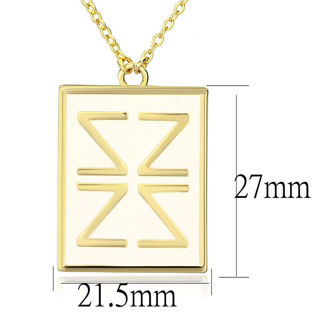LO3684 - Gold Brass Chain Pendant with Epoxy  in White LuxuryLifeWay Online Store