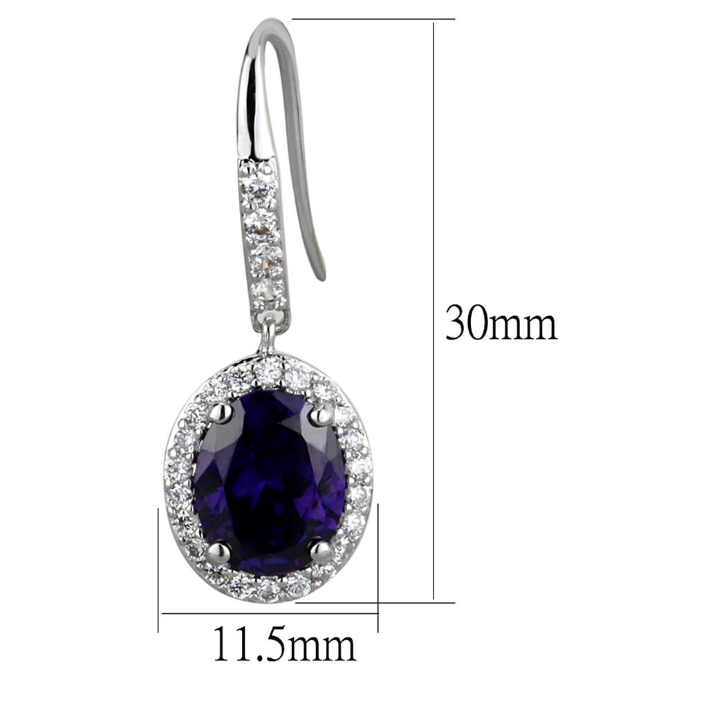 LO3771 - Rhodium Brass Earrings with AAA Grade CZ  in Amethyst LuxuryLifeWay Online Store