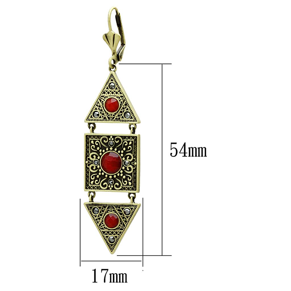 LO3851 - Antique Copper Brass Earrings with Synthetic Synthetic Glass in Siam LuxuryLifeWay Online Store