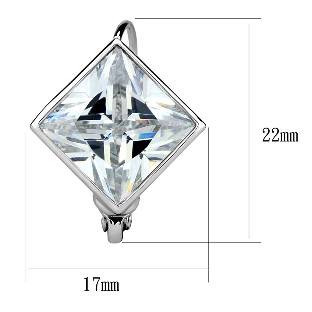 LO3868 - Rhodium Brass Earrings with AAA Grade CZ  in Clear LuxuryLifeWay Online Store
