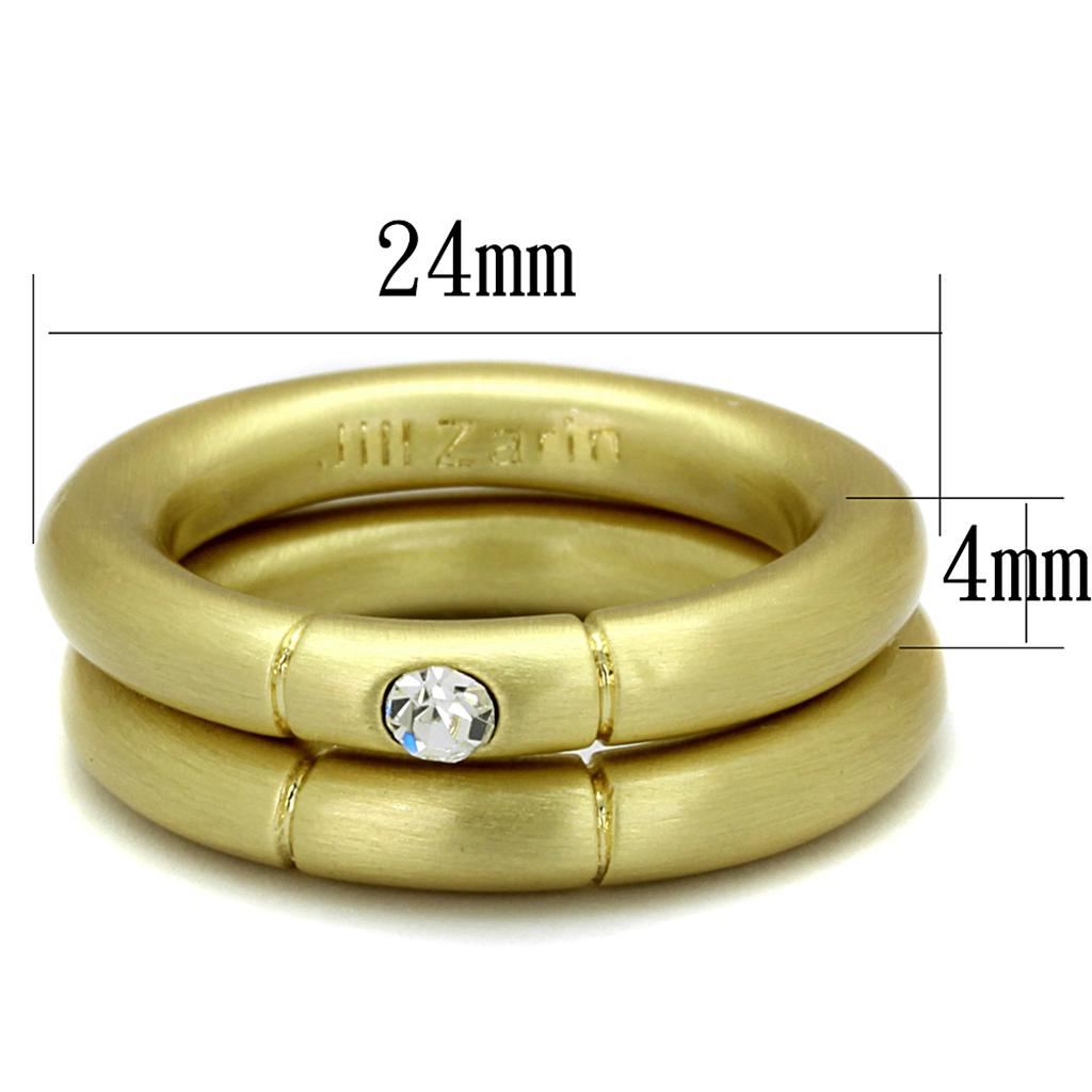 LO3918 - Gold & Brush Brass Ring with Top Grade Crystal  in Clear LuxuryLifeWay Online Store