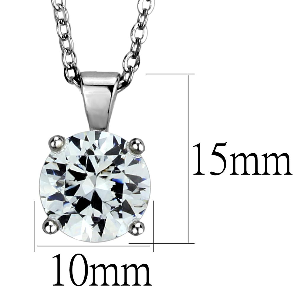 LO3932 - Rhodium Brass Chain Pendant with AAA Grade CZ  in Clear LuxuryLifeWay Online Store