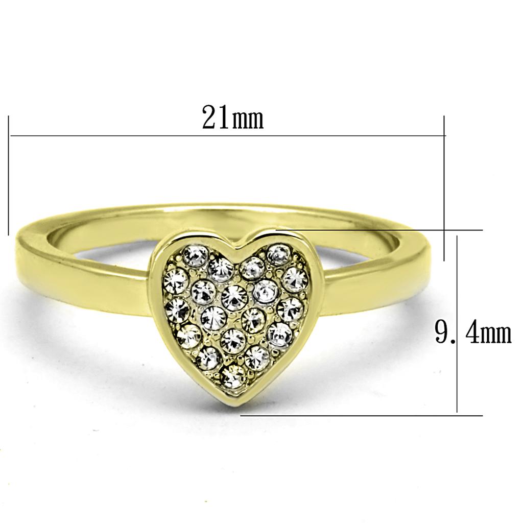 LO3983 - Flash Gold Brass Ring with Top Grade Crystal  in Clear LuxuryLifeWay Online Store