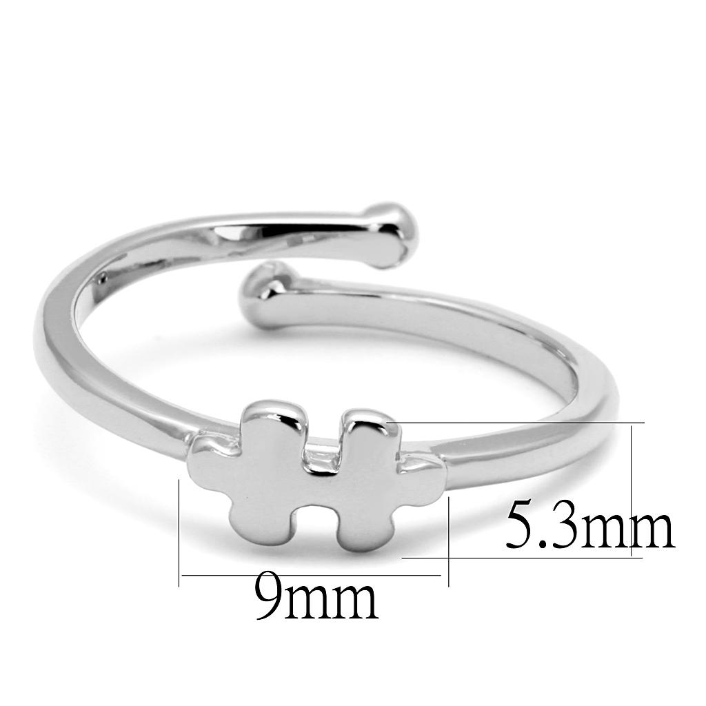 LO4027 - Rhodium Brass Ring with No Stone LuxuryLifeWay Online Store