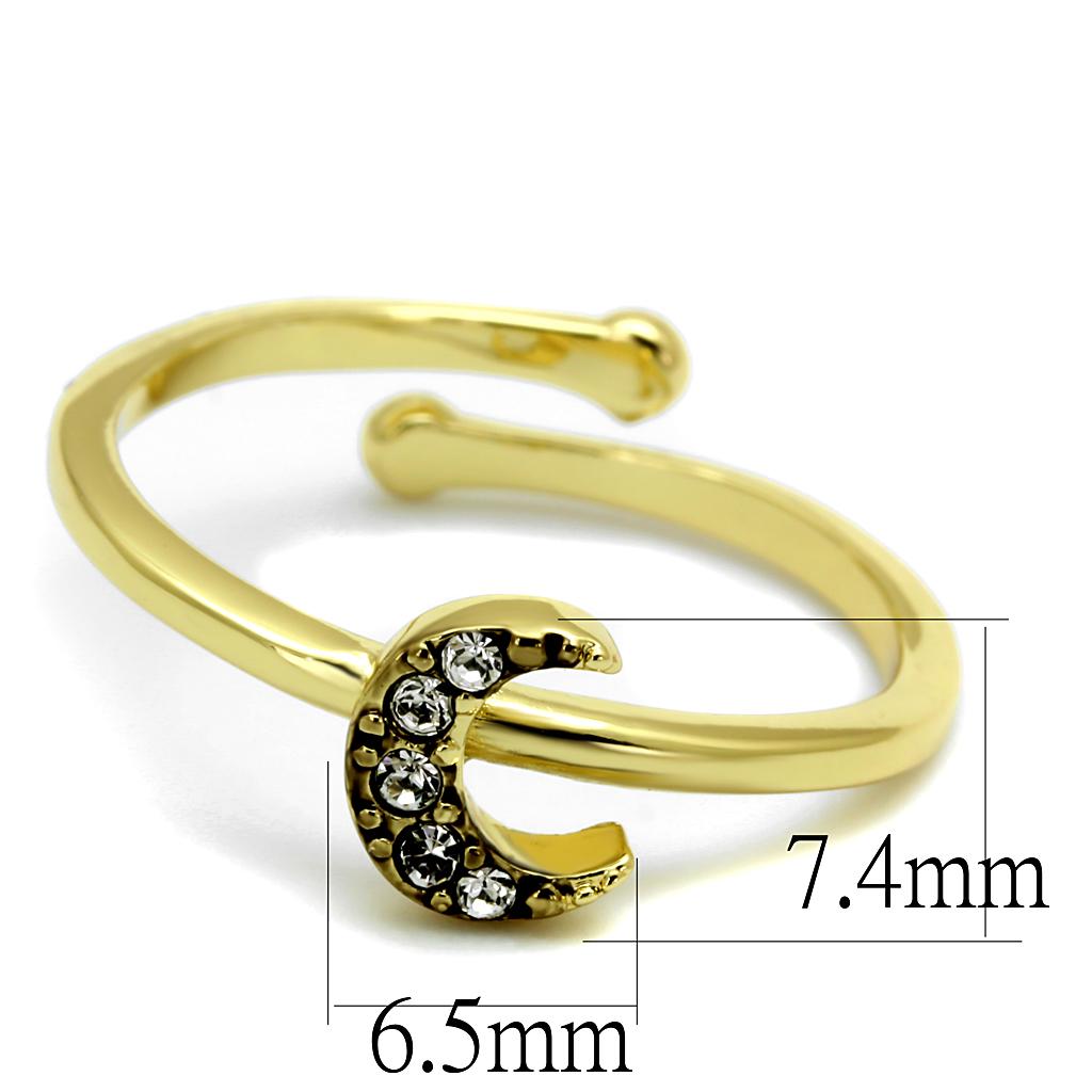 LO4046 - Flash Gold Brass Ring with Top Grade Crystal  in Clear LuxuryLifeWay Online Store