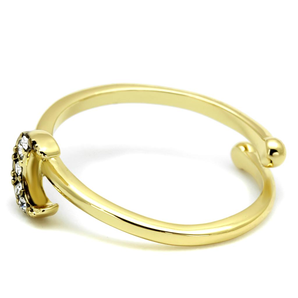 LO4046 - Flash Gold Brass Ring with Top Grade Crystal  in Clear LuxuryLifeWay Online Store