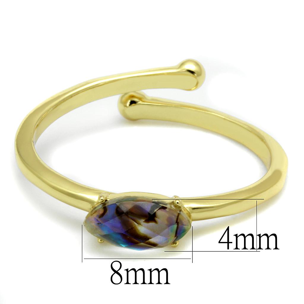 LO4062 - Flash Gold Brass Ring with Precious Stone Conch in Multi Color LuxuryLifeWay Online Store