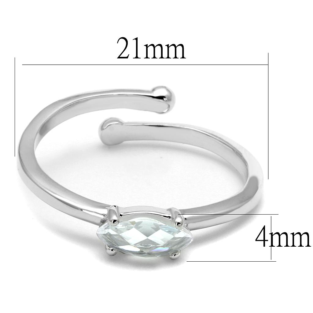 LO4070 - Rhodium Brass Ring with AAA Grade CZ  in Clear LuxuryLifeWay Online Store