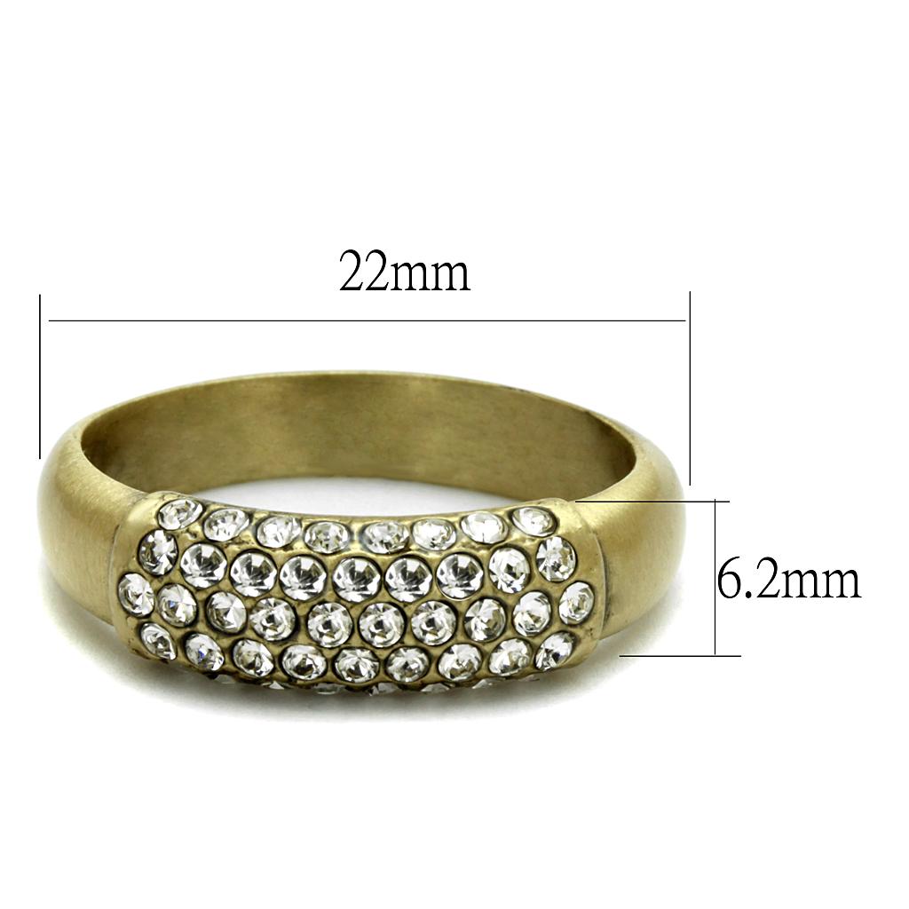 LO4125 - Antique Copper Brass Ring with Top Grade Crystal  in Clear LuxuryLifeWay Online Store