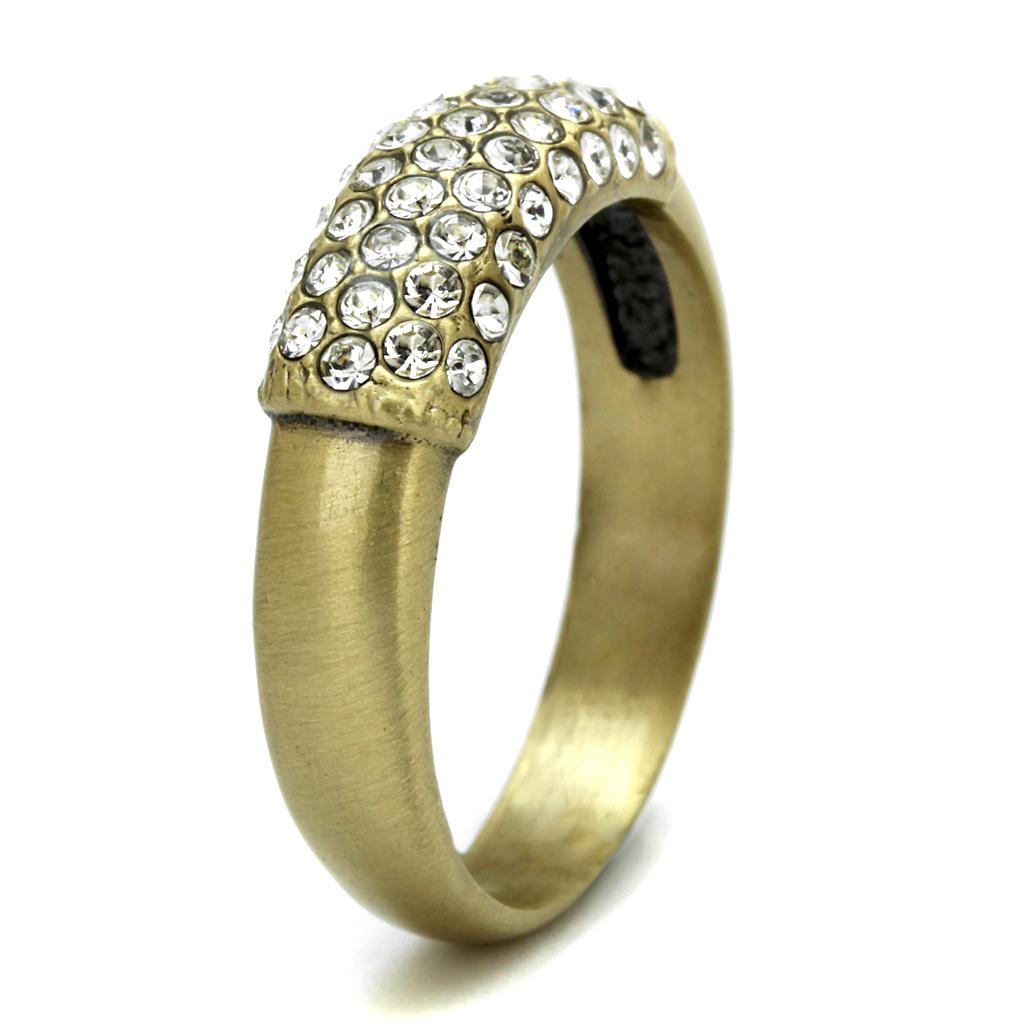 LO4125 - Antique Copper Brass Ring with Top Grade Crystal  in Clear LuxuryLifeWay Online Store