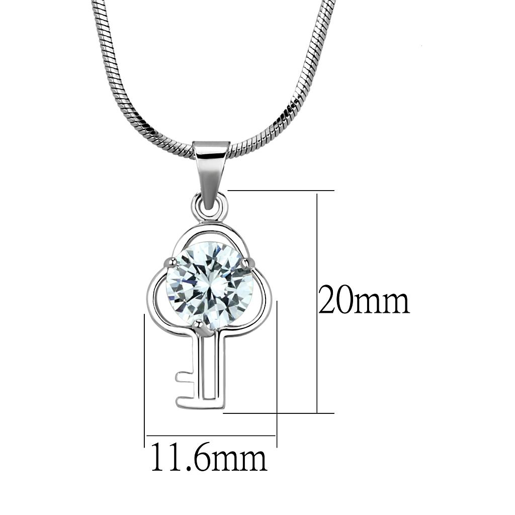 LO4161 - Rhodium Brass Chain Pendant with AAA Grade CZ  in Clear LuxuryLifeWay Online Store