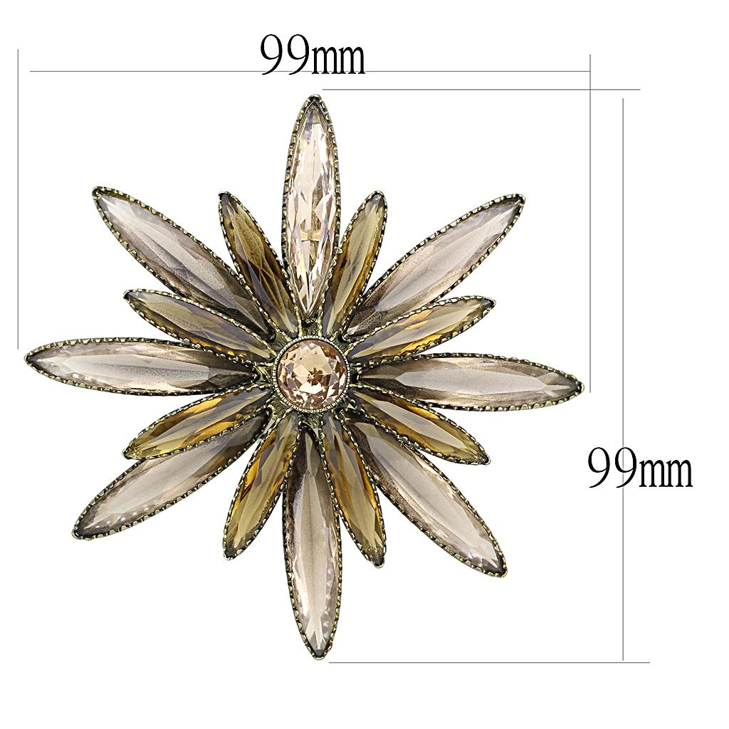 LO4176 - Antique Copper Brass Brooches with Synthetic Synthetic Glass in Champagne LuxuryLifeWay Online Store