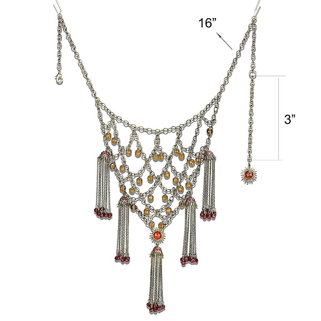 LO4213 - Antique Copper Brass Necklace with Synthetic Onyx in Red Series LuxuryLifeWay Online Store