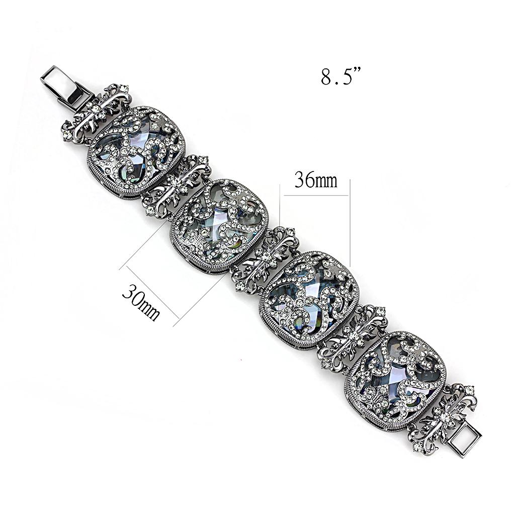 LO4225 - TIN Cobalt Black Brass Bracelet with AAA Grade CZ  in Clear LuxuryLifeWay Online Store