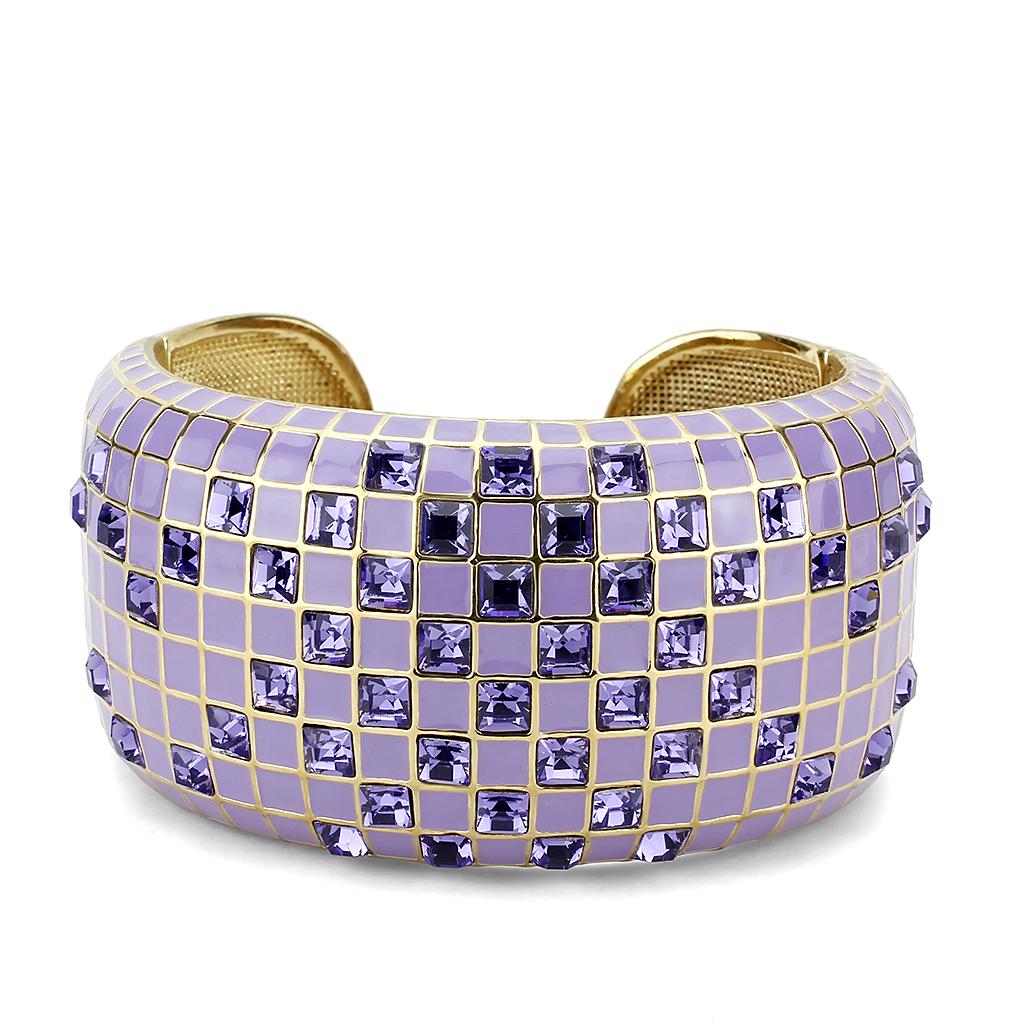 LO4271 - Gold Brass Bangle with Top Grade Crystal  in Tanzanite LuxuryLifeWay Online Store