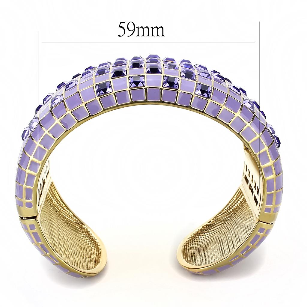 LO4271 - Gold Brass Bangle with Top Grade Crystal  in Tanzanite LuxuryLifeWay Online Store