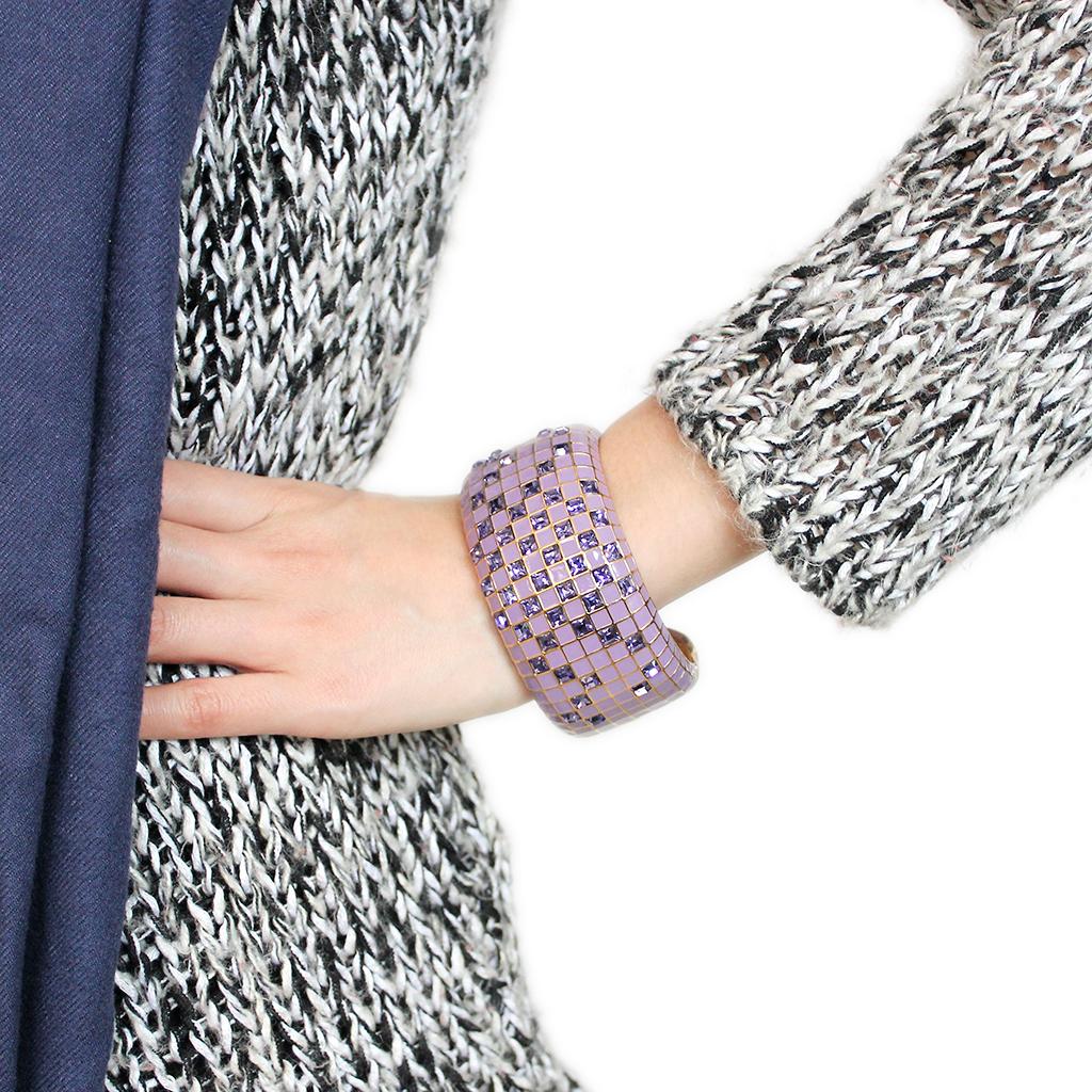 LO4271 - Gold Brass Bangle with Top Grade Crystal  in Tanzanite LuxuryLifeWay Online Store