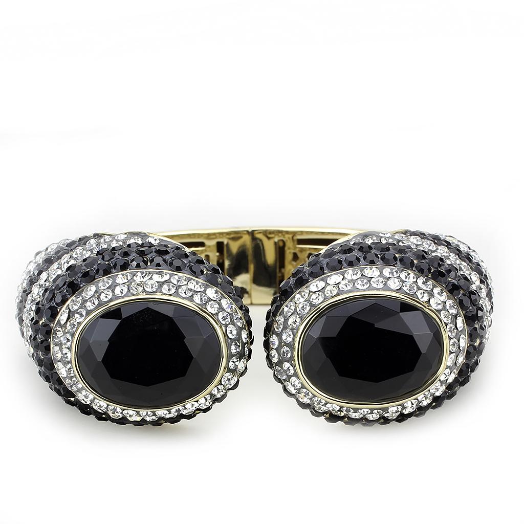 LO4274 - Gold Brass Bangle with Synthetic  in Jet LuxuryLifeWay Online Store