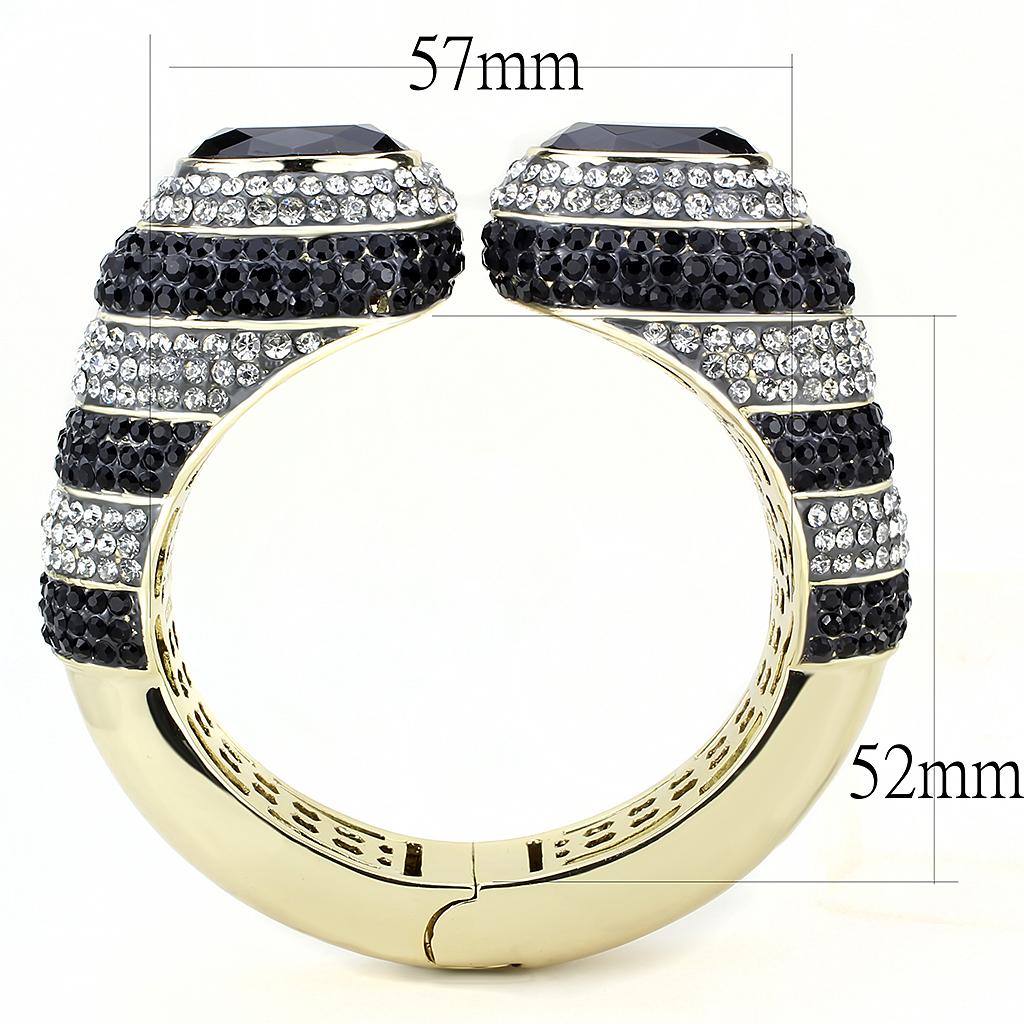LO4274 - Gold Brass Bangle with Synthetic  in Jet LuxuryLifeWay Online Store