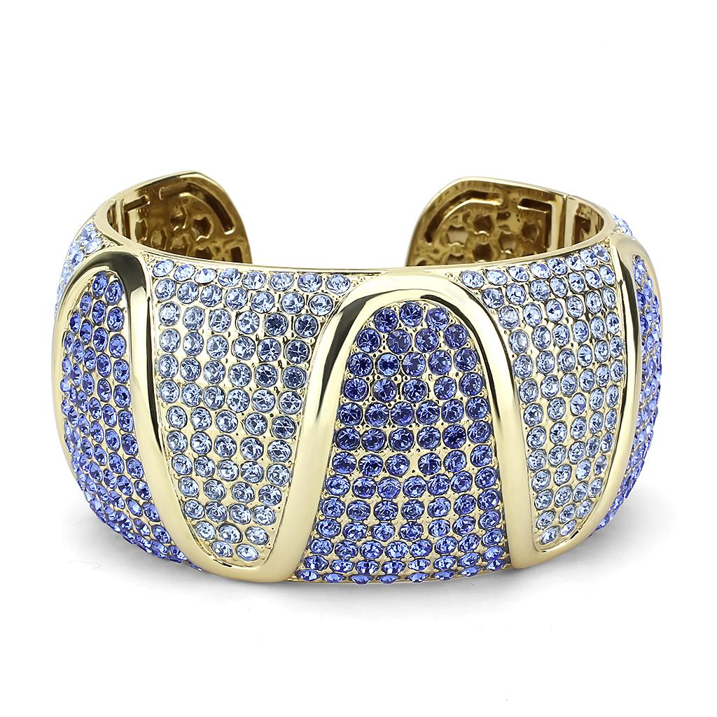 LO4276 - Gold Brass Bangle with Top Grade Crystal  in Multi Color LuxuryLifeWay Online Store