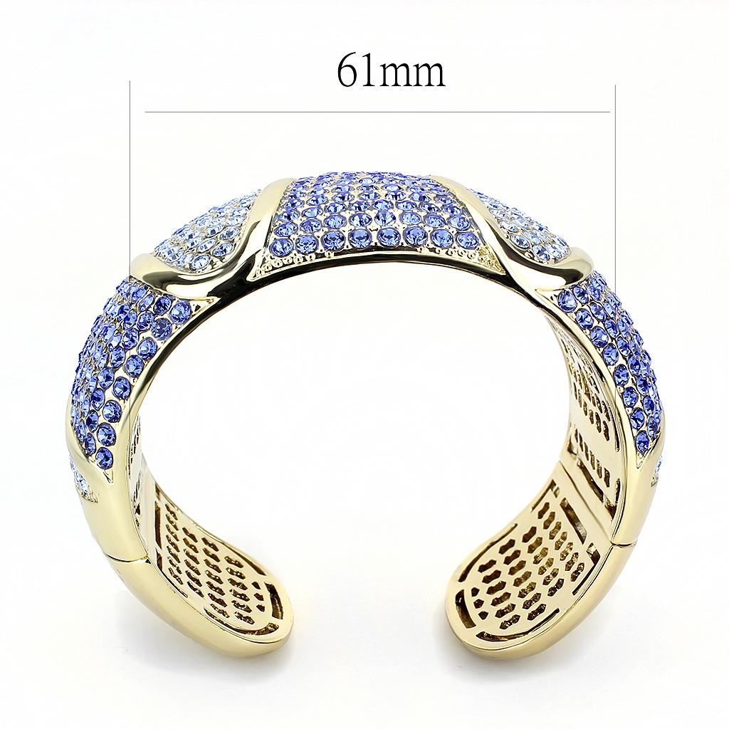 LO4276 - Gold Brass Bangle with Top Grade Crystal  in Multi Color LuxuryLifeWay Online Store