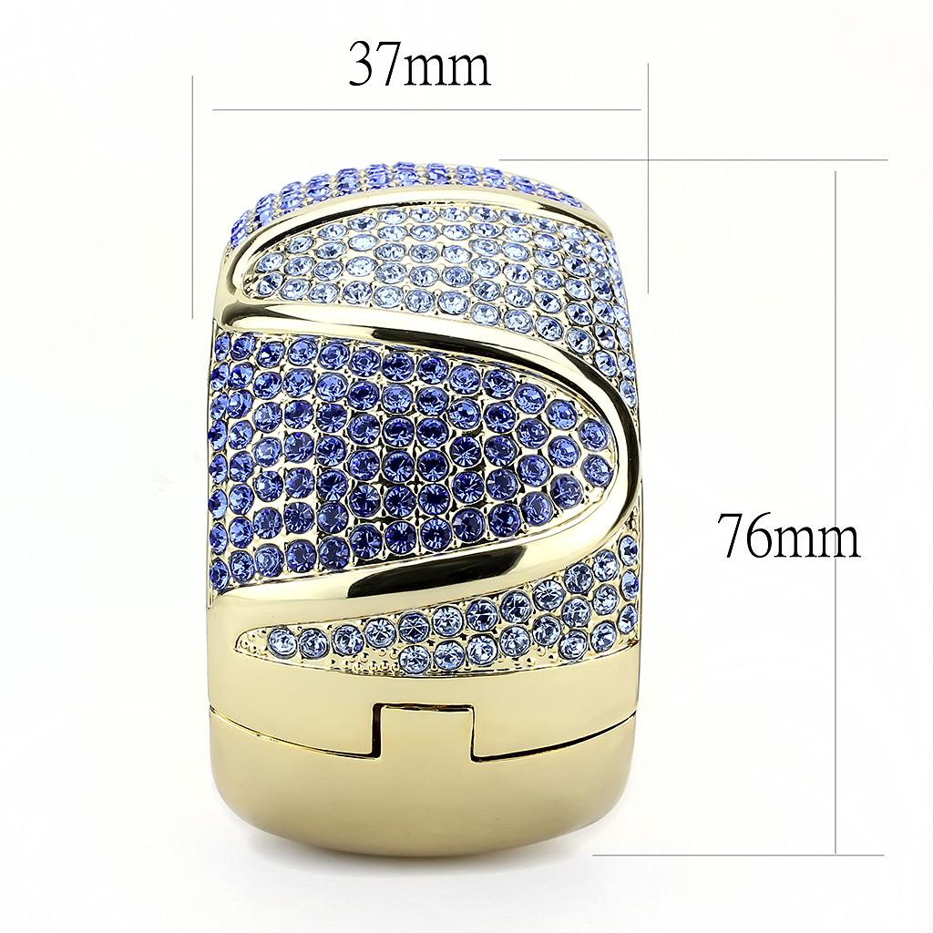 LO4276 - Gold Brass Bangle with Top Grade Crystal  in Multi Color LuxuryLifeWay Online Store
