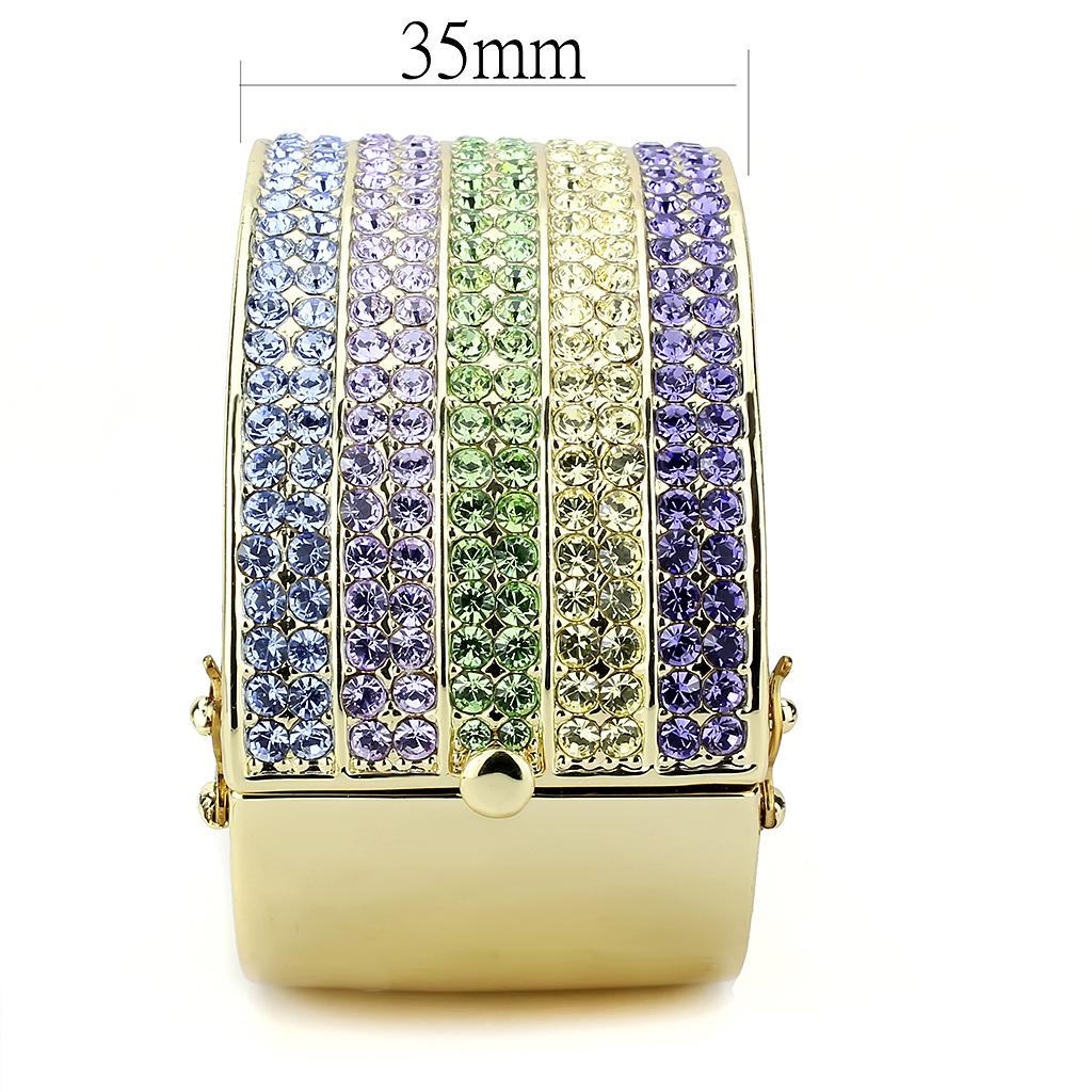 LO4277 - Gold Brass Bangle with Top Grade Crystal  in Multi Color LuxuryLifeWay Online Store
