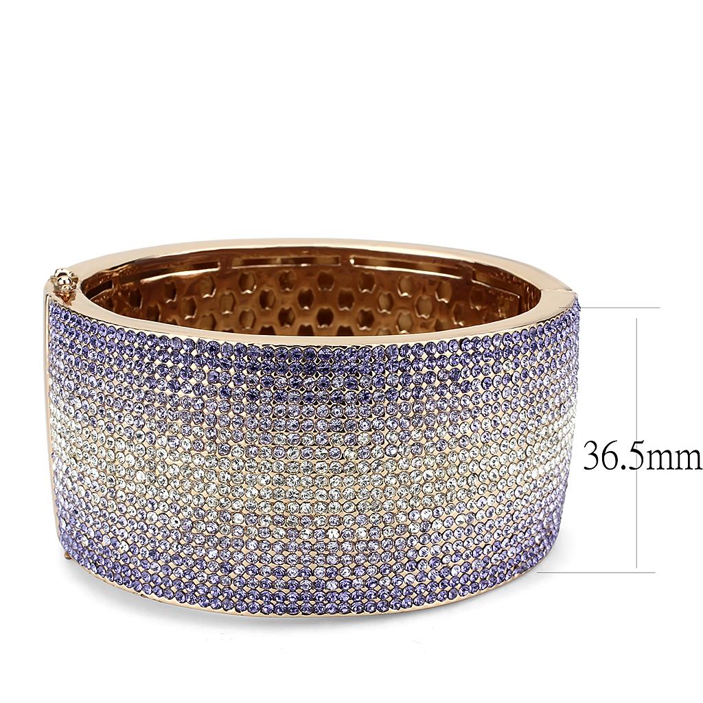 LO4279 - Rose Gold+e-coating Brass Bangle with Top Grade Crystal  in Multi Color LuxuryLifeWay Online Store