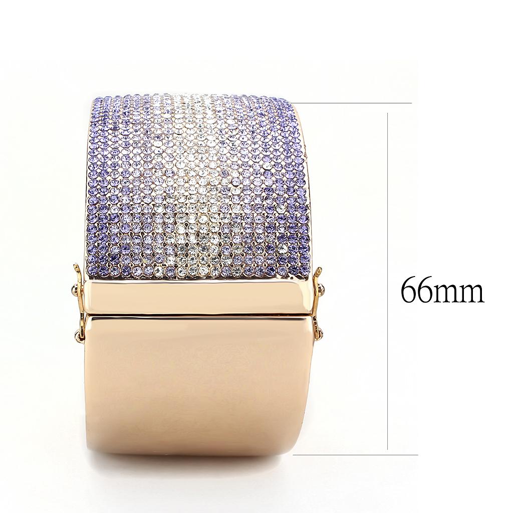 LO4279 - Rose Gold+e-coating Brass Bangle with Top Grade Crystal  in Multi Color LuxuryLifeWay Online Store