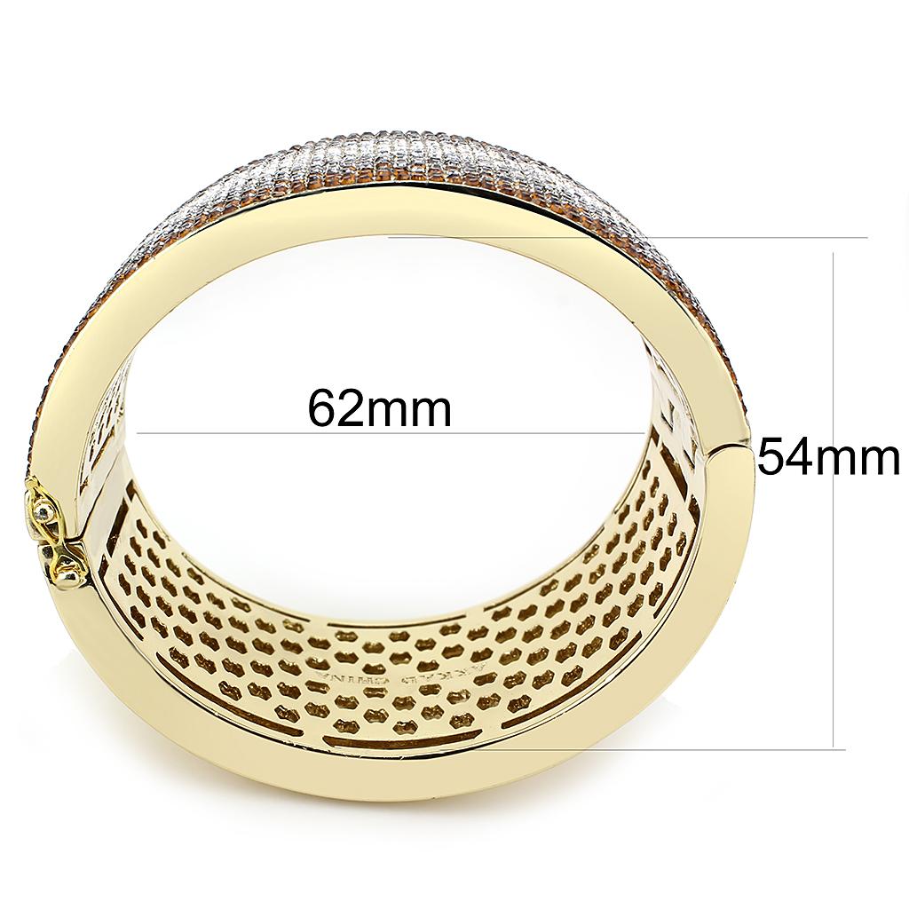 LO4280 - Gold Brass Bangle with Top Grade Crystal  in Multi Color LuxuryLifeWay Online Store