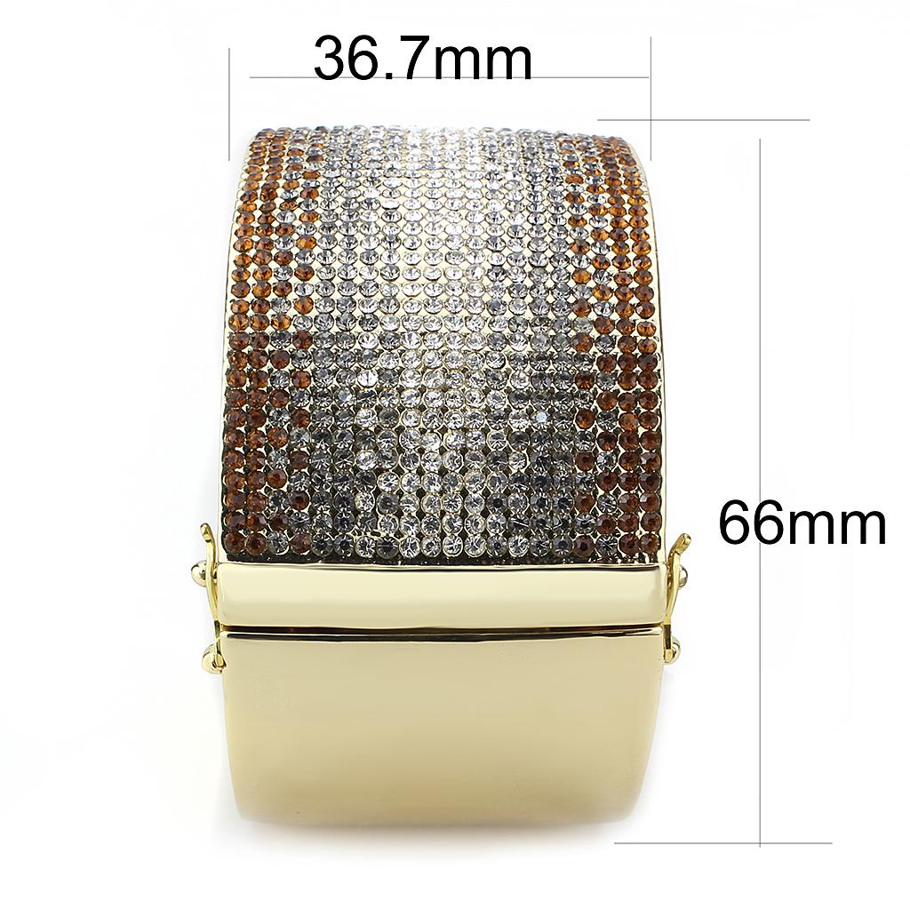 LO4280 - Gold Brass Bangle with Top Grade Crystal  in Multi Color LuxuryLifeWay Online Store