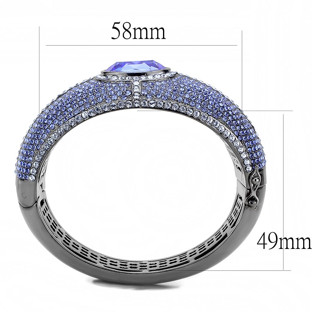 LO4283 - TIN Cobalt Black Brass Bangle with Top Grade Crystal  in Sapphire LuxuryLifeWay Online Store