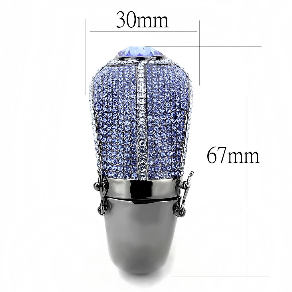 LO4283 - TIN Cobalt Black Brass Bangle with Top Grade Crystal  in Sapphire LuxuryLifeWay Online Store