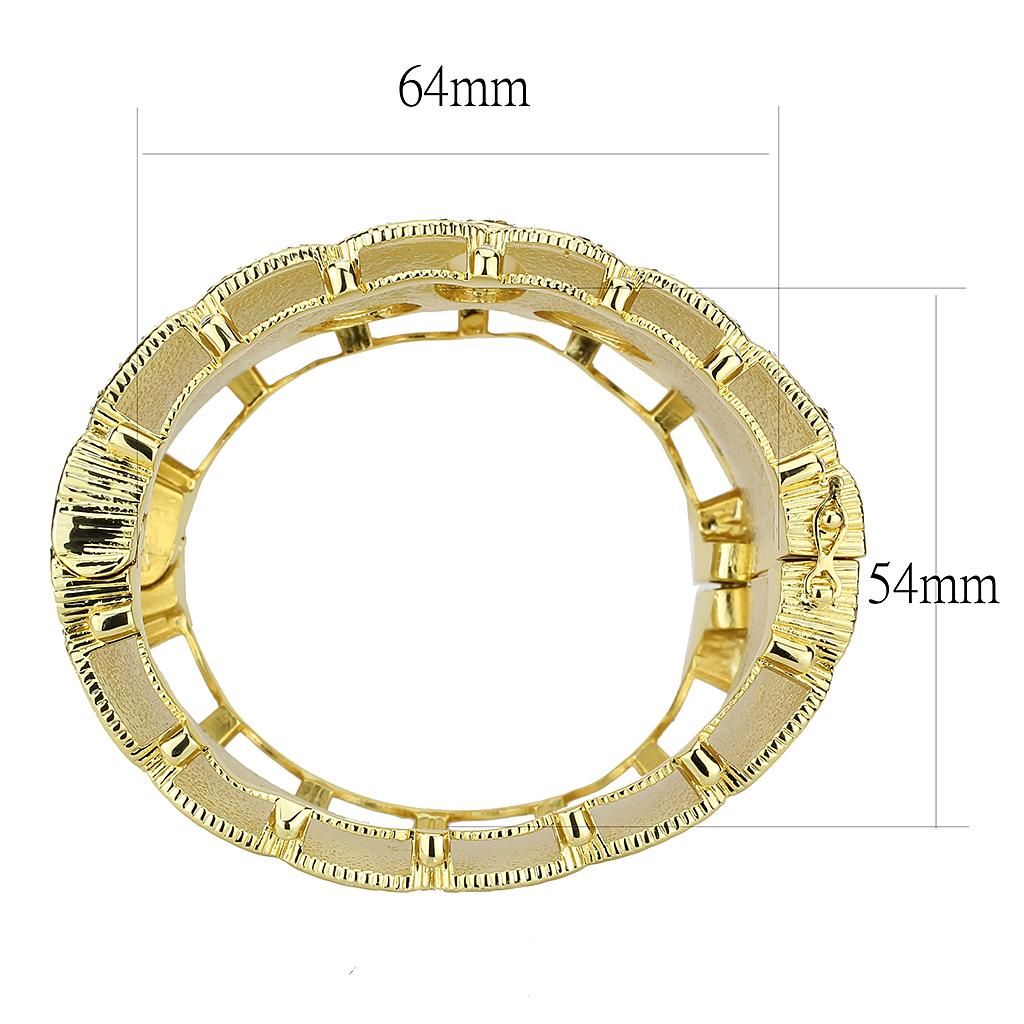LO4285 - Gold Brass Bangle with Synthetic  in White LuxuryLifeWay Online Store