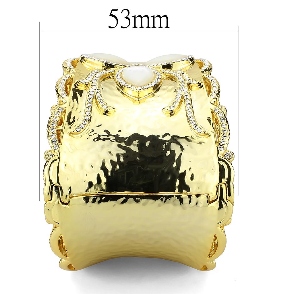 LO4285 - Gold Brass Bangle with Synthetic  in White LuxuryLifeWay Online Store