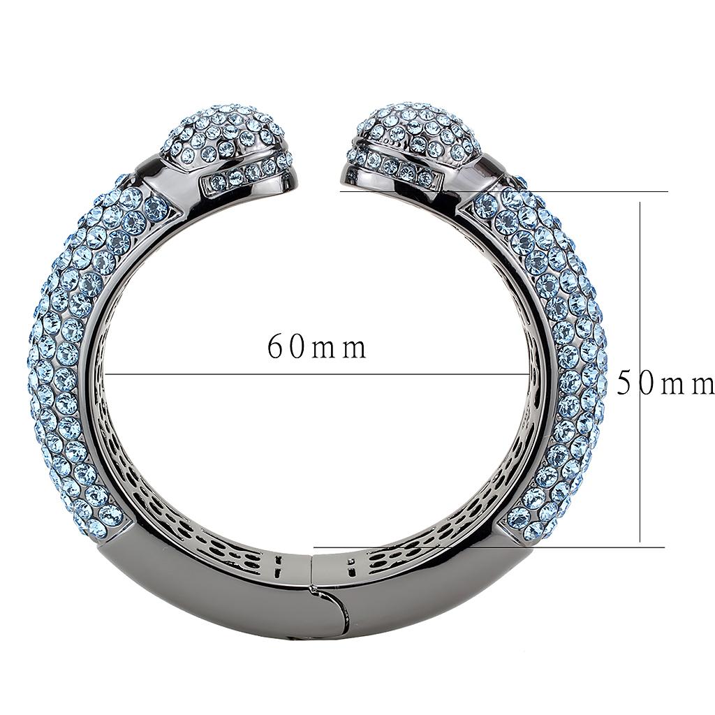 LO4289 - TIN Cobalt Black Brass Bangle with Top Grade Crystal  in Sea Blue LuxuryLifeWay Online Store