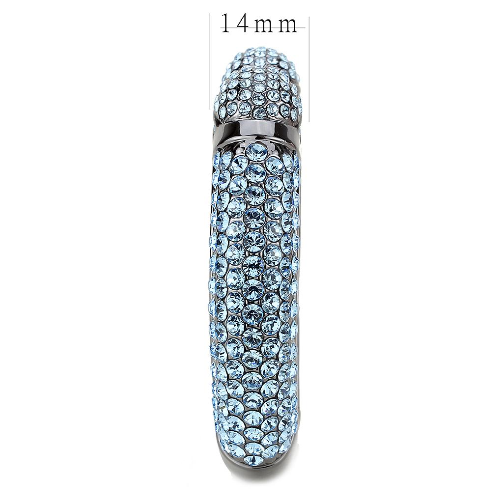 LO4289 - TIN Cobalt Black Brass Bangle with Top Grade Crystal  in Sea Blue LuxuryLifeWay Online Store