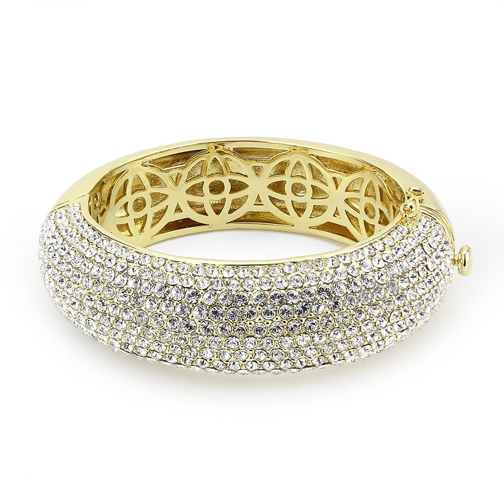 LO4301 - Flash Gold Brass Bangle with Top Grade Crystal  in Clear LuxuryLifeWay Online Store