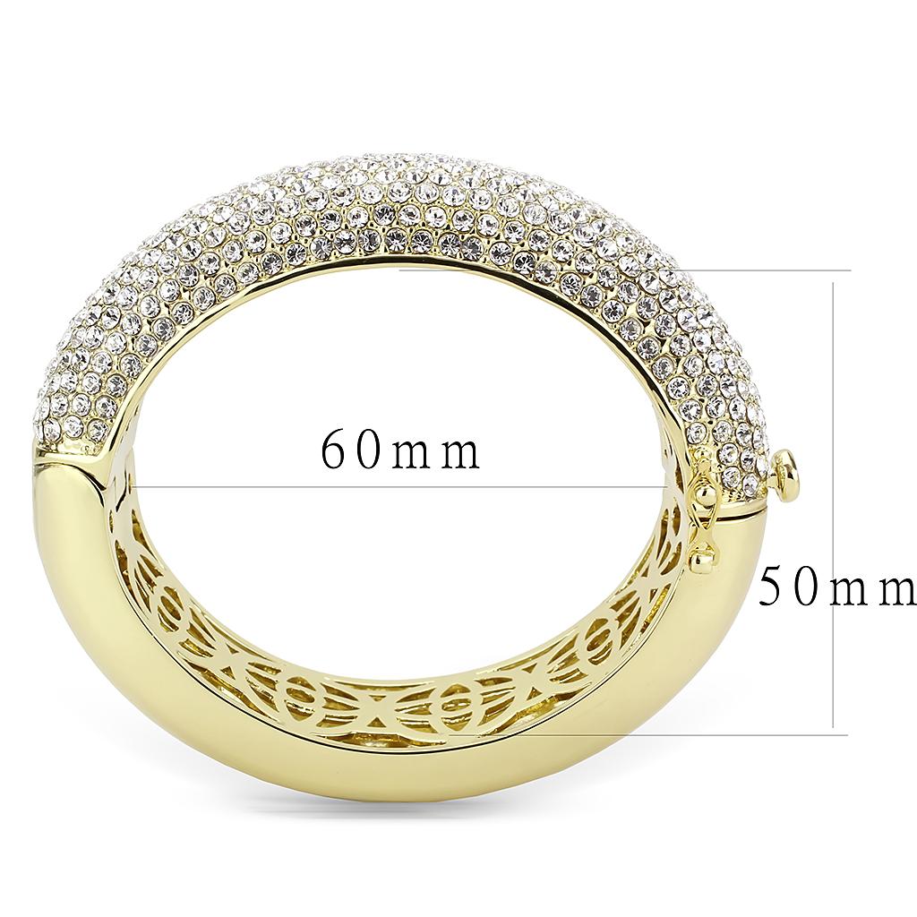 LO4301 - Flash Gold Brass Bangle with Top Grade Crystal  in Clear LuxuryLifeWay Online Store