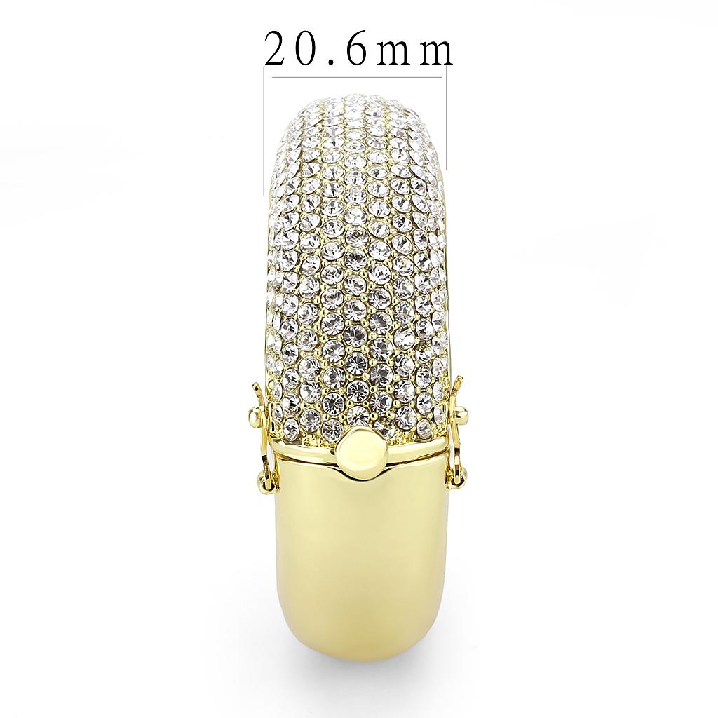 LO4301 - Flash Gold Brass Bangle with Top Grade Crystal  in Clear LuxuryLifeWay Online Store