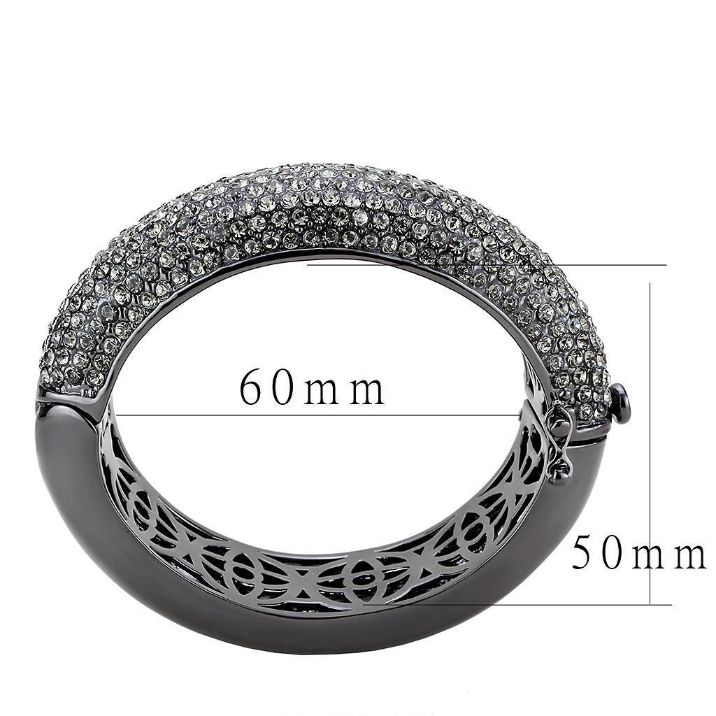 LO4304 - TIN Cobalt Black Brass Bangle with Top Grade Crystal  in Black Diamond LuxuryLifeWay Online Store