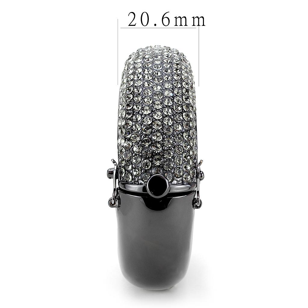 LO4304 - TIN Cobalt Black Brass Bangle with Top Grade Crystal  in Black Diamond LuxuryLifeWay Online Store