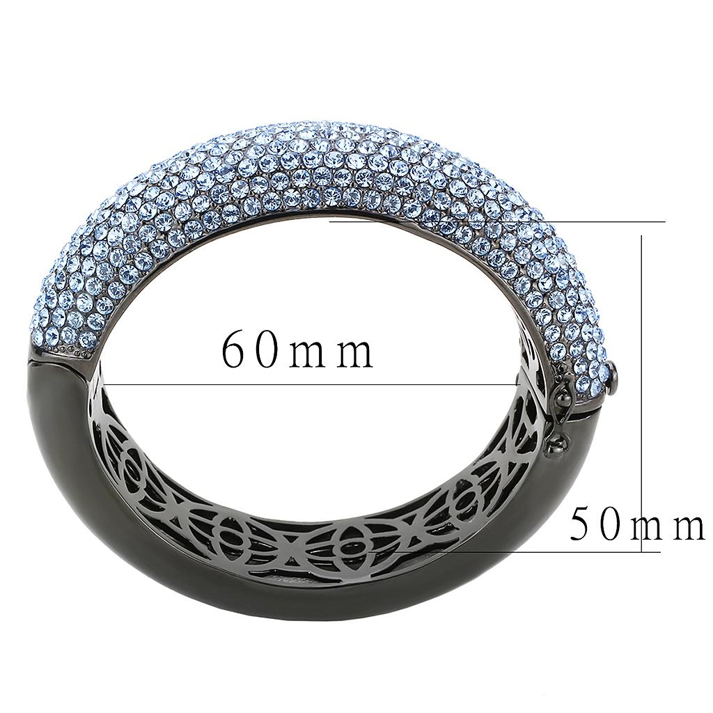 LO4307 - TIN Cobalt Black Brass Bangle with Top Grade Crystal  in Aquamarine LuxuryLifeWay Online Store
