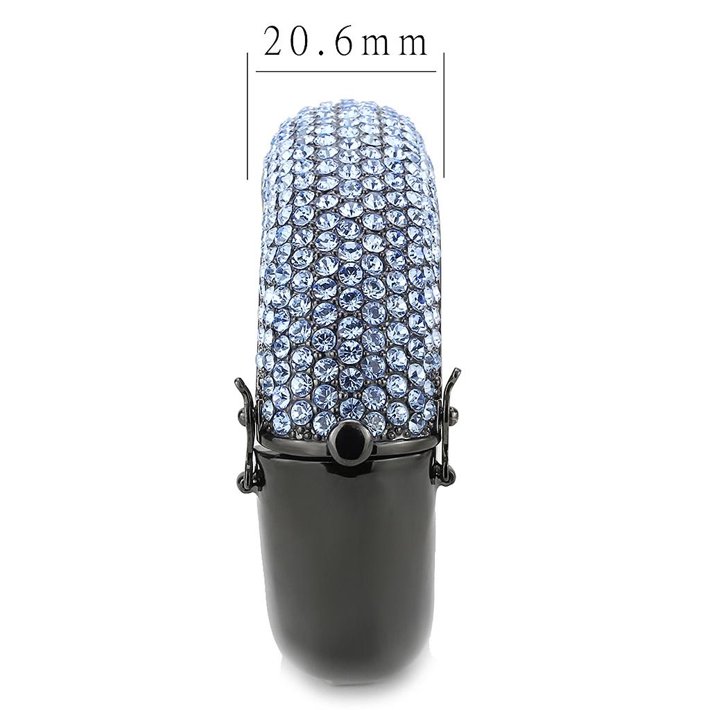 LO4307 - TIN Cobalt Black Brass Bangle with Top Grade Crystal  in Aquamarine LuxuryLifeWay Online Store