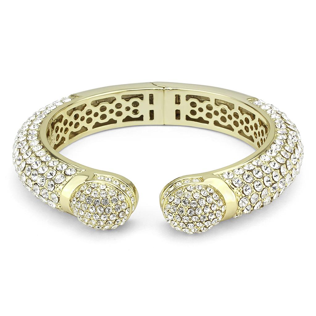LO4311 - Flash Gold Brass Bangle with Top Grade Crystal  in Clear LuxuryLifeWay Online Store