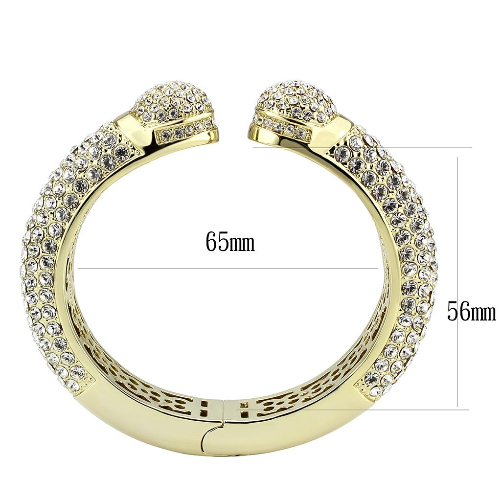 LO4311 - Flash Gold Brass Bangle with Top Grade Crystal  in Clear LuxuryLifeWay Online Store