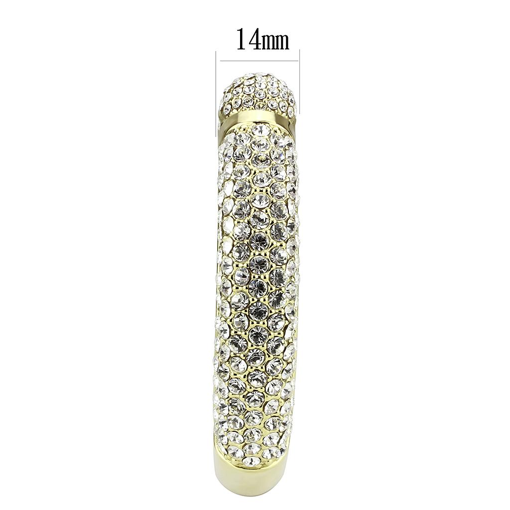 LO4311 - Flash Gold Brass Bangle with Top Grade Crystal  in Clear LuxuryLifeWay Online Store