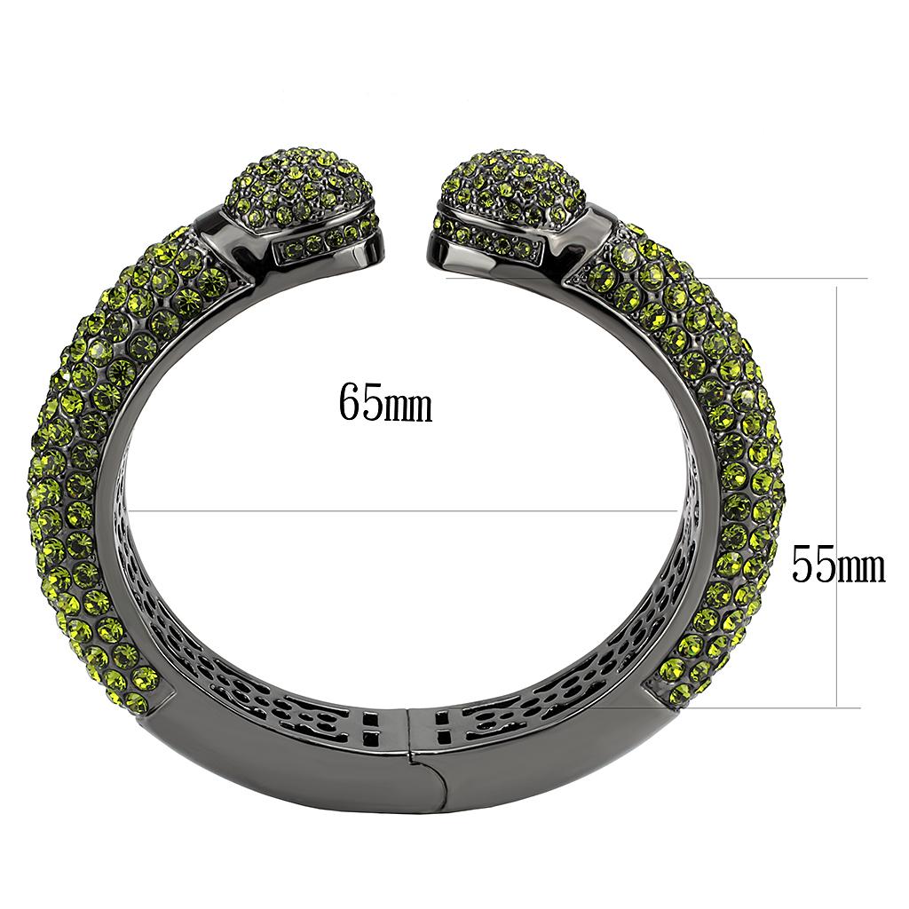 LO4314 - TIN Cobalt Black Brass Bangle with Top Grade Crystal  in Peridot LuxuryLifeWay Online Store