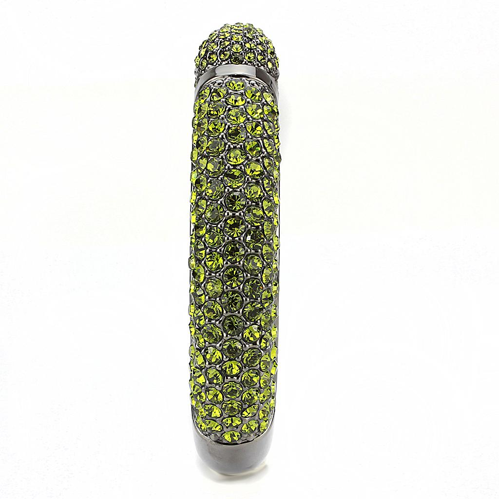 LO4314 - TIN Cobalt Black Brass Bangle with Top Grade Crystal  in Peridot LuxuryLifeWay Online Store