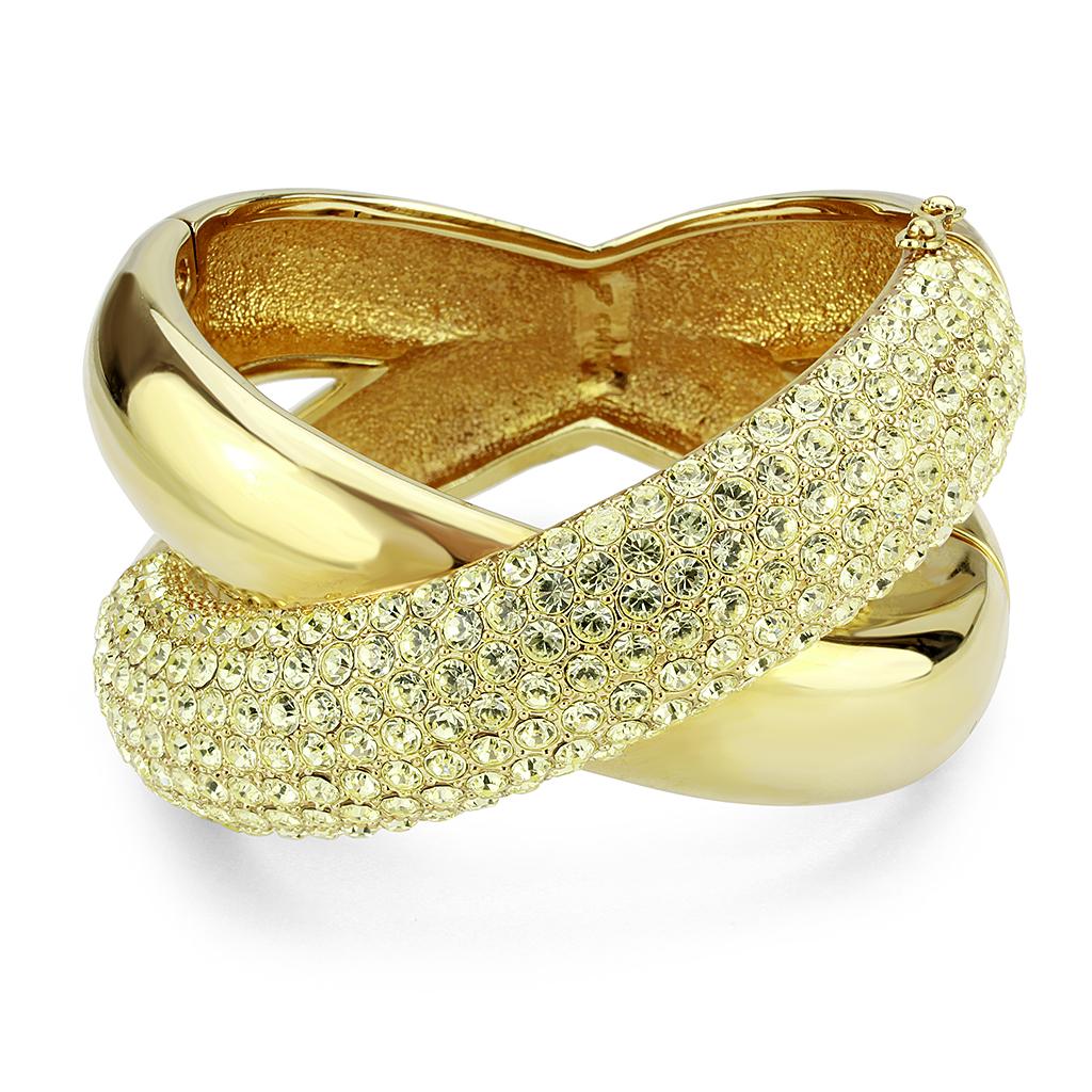 LO4321 - Gold Brass Bangle with Top Grade Crystal  in Citrine Yellow LuxuryLifeWay Online Store